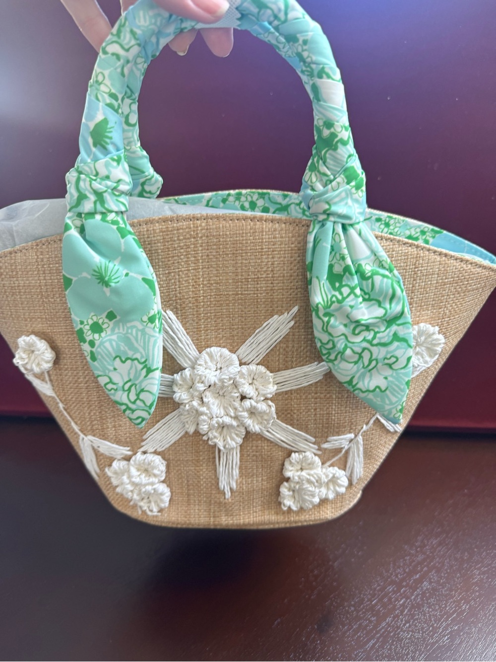 Lilly Pulitzer Panama Straw Bag New Pattern “Mint Condition Burst Of Joy” - Picture 7 of 9
